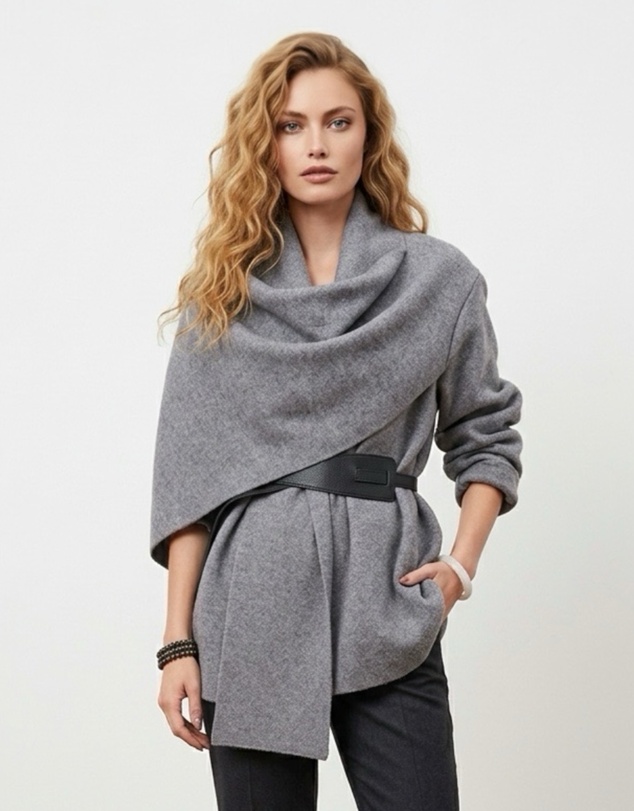 Mossée - Laila Draped Scarf-Collar Cardigan