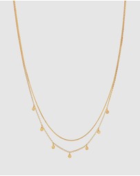 Elli Jewelry - Necklace Layer Disc Plate Hammered in 925 Sterling Silver Gold Plated