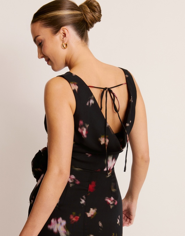 Six Stories - Floral Cowl Front Coursage Dress