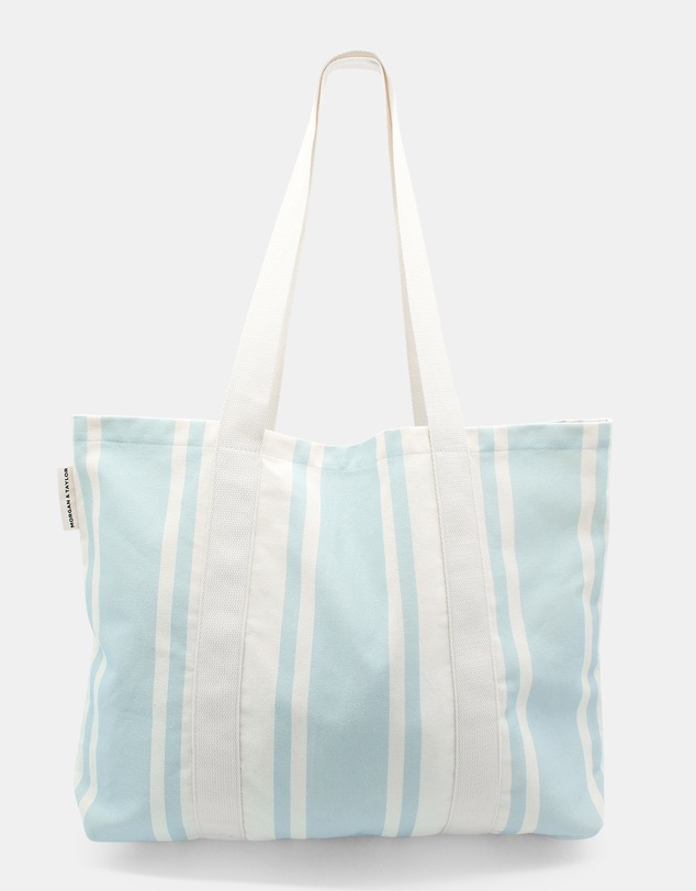 Morgan & Taylor - Breeze Beach Tote Bag in Blue and White Stripe