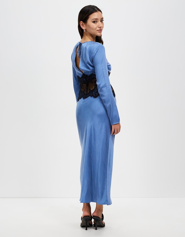 Third Form - Visions Lace Trim LS Maxi Dress