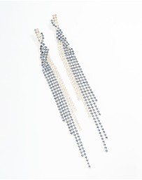 Lovisa - Silver Blue Diamante Twisted Chain Drop Earrings