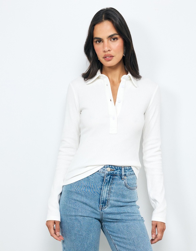 AERE - Iris Ribbed Fitted Polo