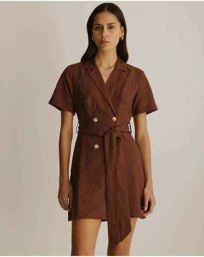 Atmos&Here - Lia Linen Blend Blazer Mini Dress
