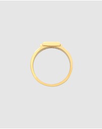 Kuzzoi - ICONIC EXCLUSIVE - Ring Men Signet Square Matt in 925 Sterling Silver Gold Plated