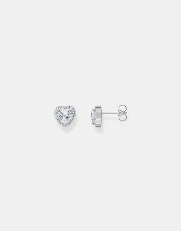 THOMAS SABO - Heart-shaped halo ear studs with zirconia