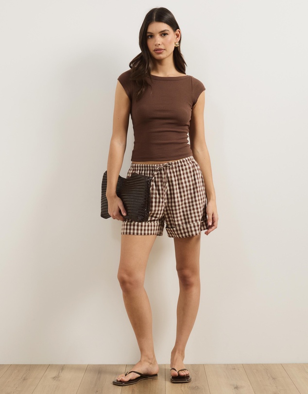 Atmos&Here - Elodie Gingham Elasticated Waistband Shorts