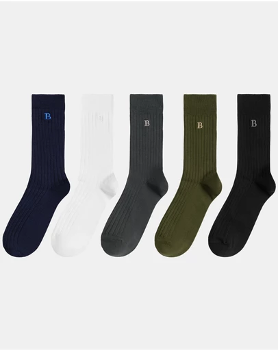 Buckle - Australian Cotton Rib Crew Socks 5-Pack
