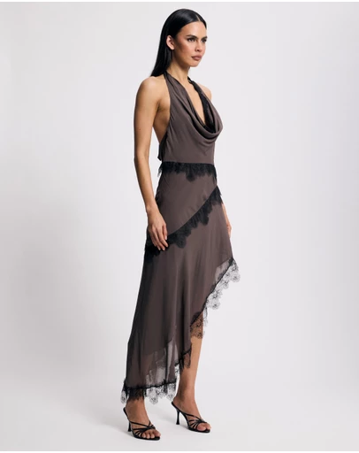 Lover - Coda Lace Trim Halter Midi Dress