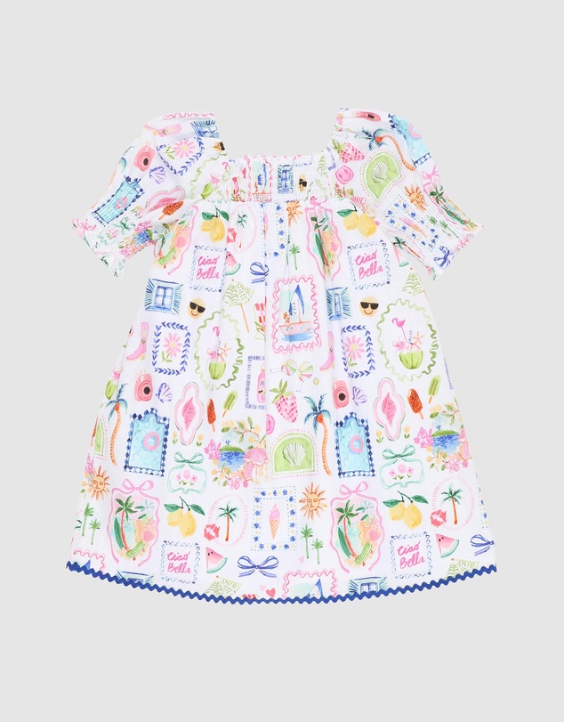 Fox & Finch - Summer Vacay Print Ric Rac Dress - Kids
