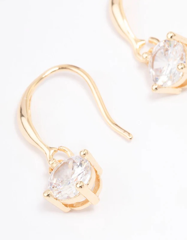 Lovisa - Gold Plated Cubic Zirconia Solitaire Hook Drop Earrings