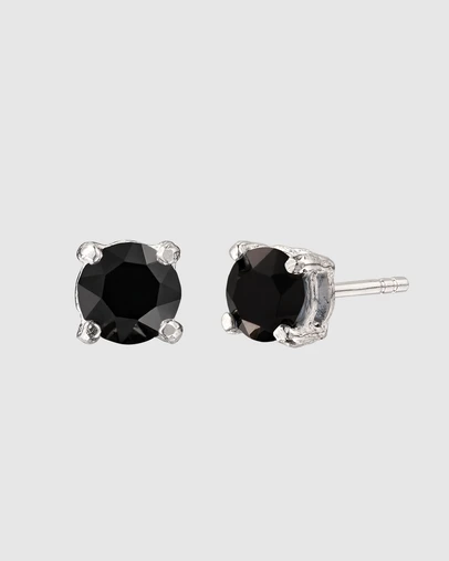 Kuzzoi - ICONIC EXCLUSIVE - Black Crystal Stud Earrings in 925 Silver