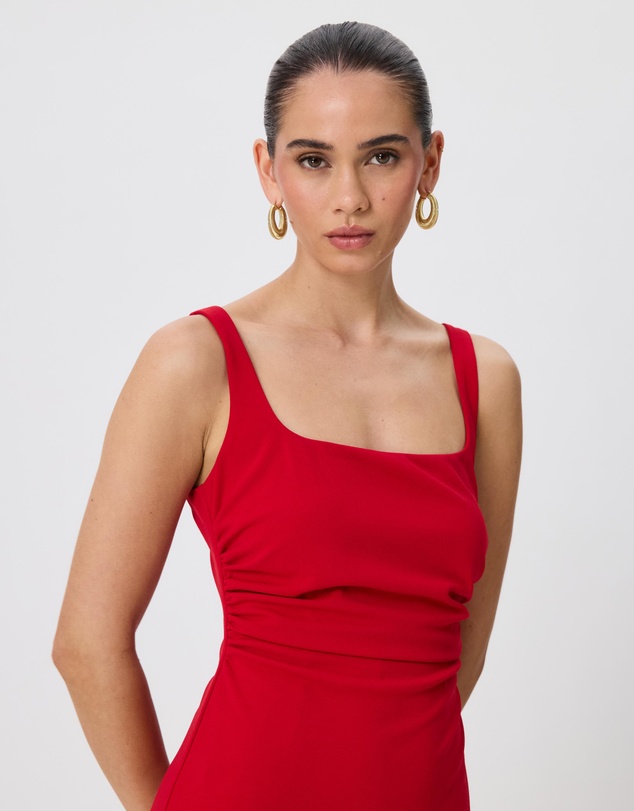 Tussah - Celine Square Neck Midi Dress With Side Ruching