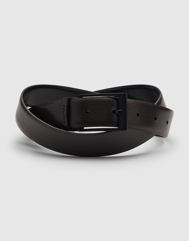Politix - Pebble Grain Leather Dress Belt With Pin Buckle