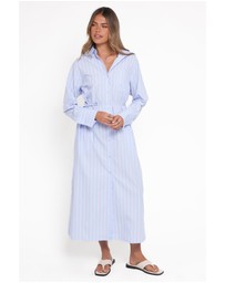 Petal & Pup - Harlan Long Sleeve Midi Dress - Blue Pink Stripe