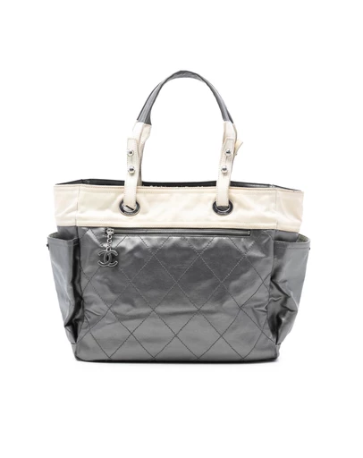 Pre-Loved by Azura Reborn - Pre-Loved Large Bicolor Quilted Coated Canvas Paris Biarritz Tote