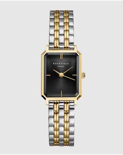 Rosefield - Octagon XS Black Gold Silver Duotone Bracelet Watch
