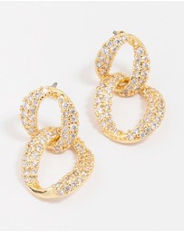Lovisa - Gold Plated Cubic Zirconia Figure Eight Hoop Earrings