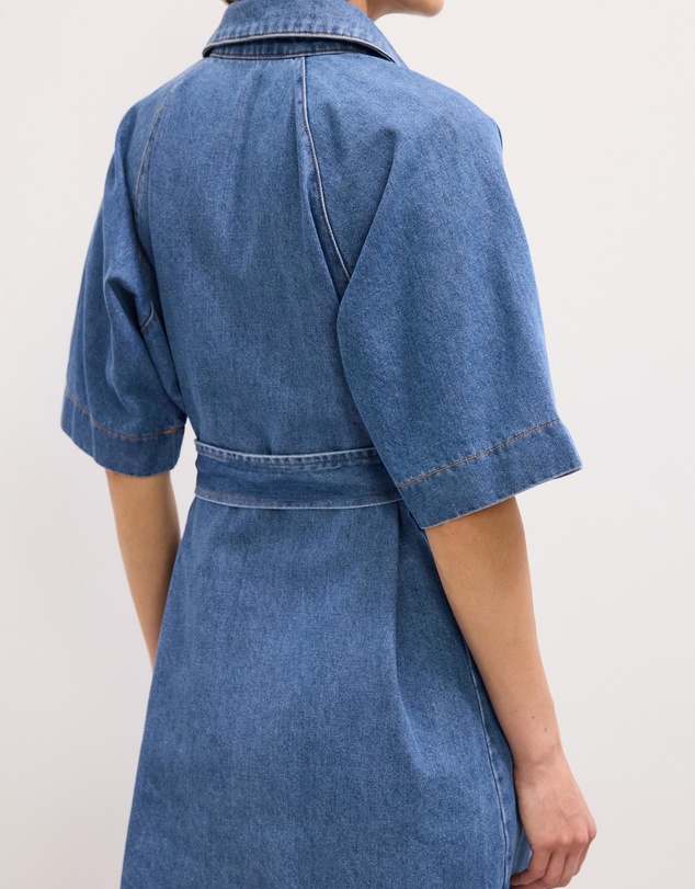 The Fated - Twila Chambray Mini Shirt Dress