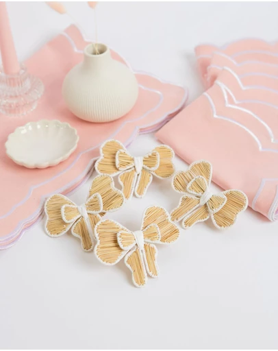 Tablescaped - Pretty In Pink - Set of 4 Bow Napkin Rings