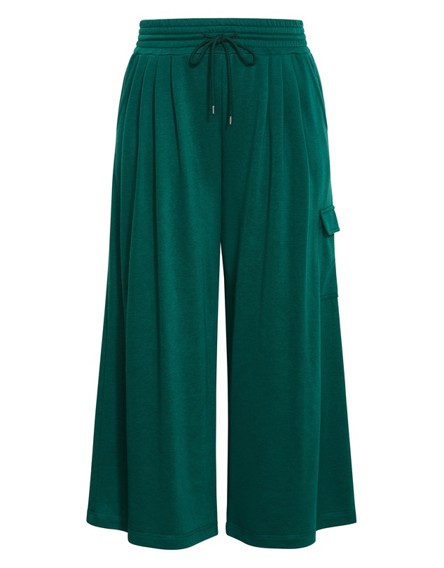 City Chic - Plus size Paige Pocket Wide Leg Track Pant - varsity green