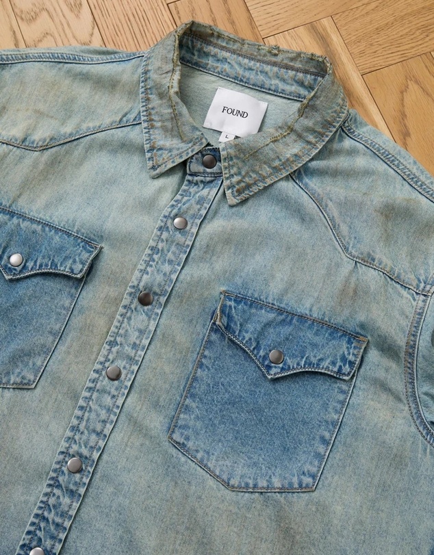 Found - Denim Western Snap Button Shirt