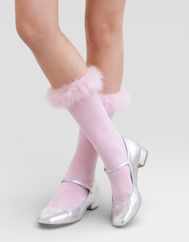High Heel Jungle - Frou-Frou Faux Fur Trim Combed Cotton Socks