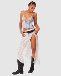 EDIKTED - Sheer Patchwork Lace Maxi Skirt