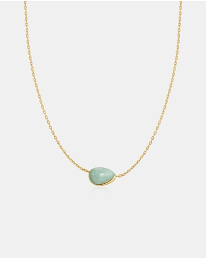 Ania Haie - Gold Bezel Amazonite Organic Dome Pebble Necklace