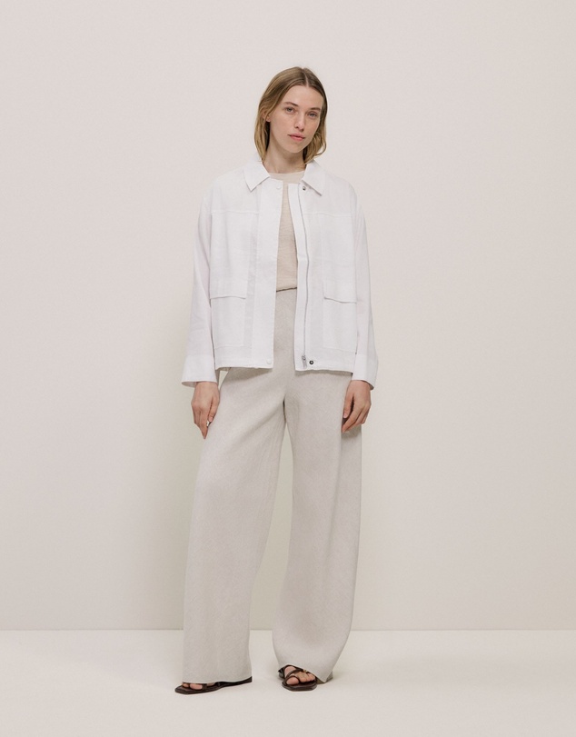Trenery - Linen Blend Panel Detail Jacket in White