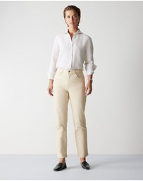 Trenery - Yarn Dyed Linen Stripe Classic Shirt in Flax