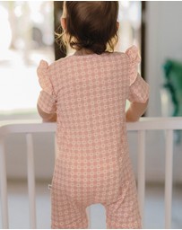 Kynd Baby - Day Or Night Short Sleeve Frill Onesie in Heart Gingham