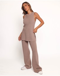 Petal & Pup - Ellory Knitted Pant Set - Taupe Marle