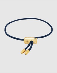 Nialaya Jewellery - Men's Navy Blue String Bracelet with Adjustable Gold Lock