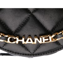 Pre-Loved by Azura Reborn - Pre-Loved Quilted Lambskin Oval Logo Chain Top Handle Round Clutch on Chain