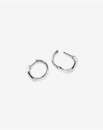 Michael Hill - Diamond Star Accent Signet Huggie Hoop Earrings in Sterling Silver
