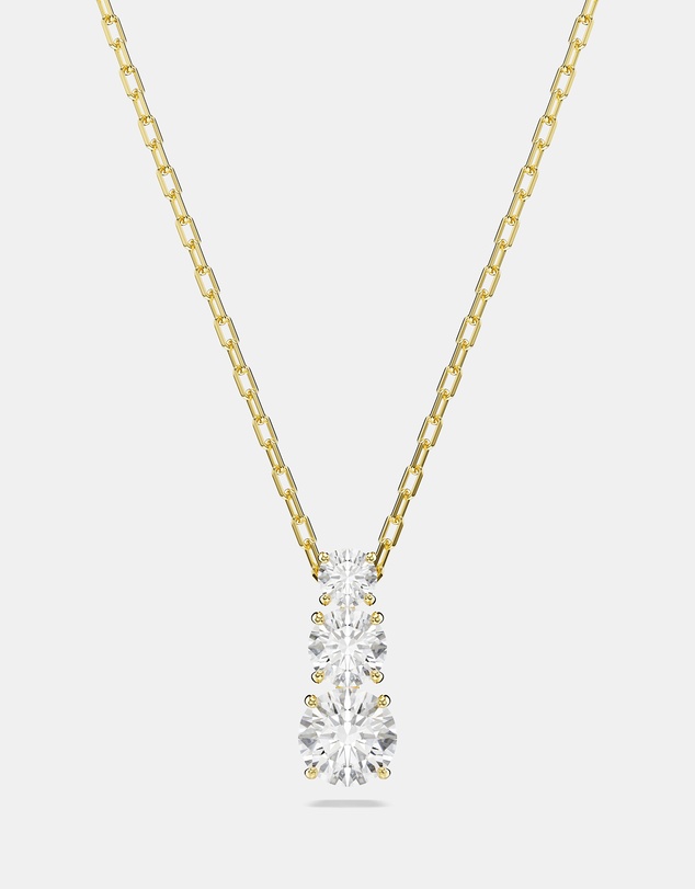 Swarovski - Stilla Attract Pendant, Round Cut, White, Gold-tone-Plated