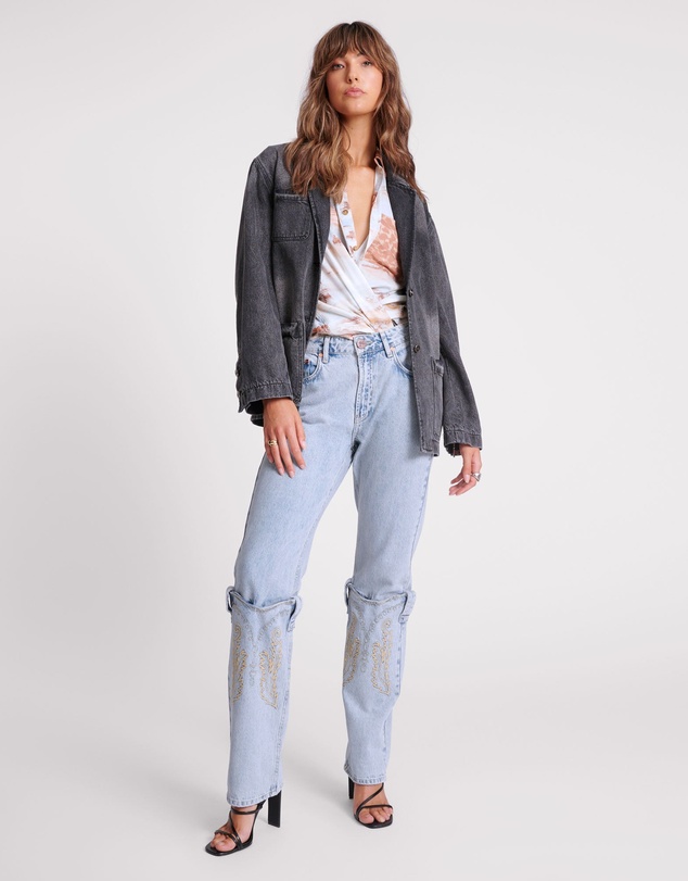 ONE TEASPOON - Worn Black Denim Boyfriend Blazer