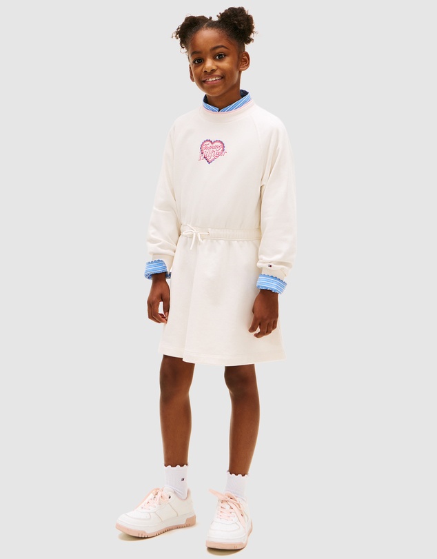 Tommy Hilfiger - Heart Embroidery Drawstring Waist Sweatshirt Dress - Teens