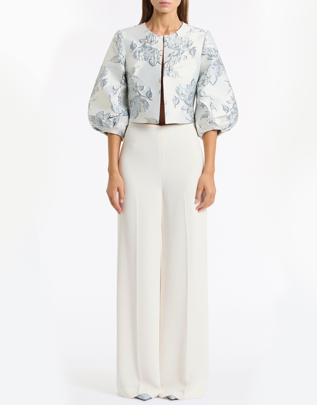 Carla Zampatti - Ivory Crepe High Waisted Wide Leg Pant