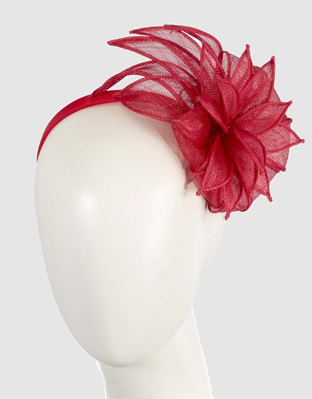 Max Alexander - Flower Red Sinamay Fascinator Headband