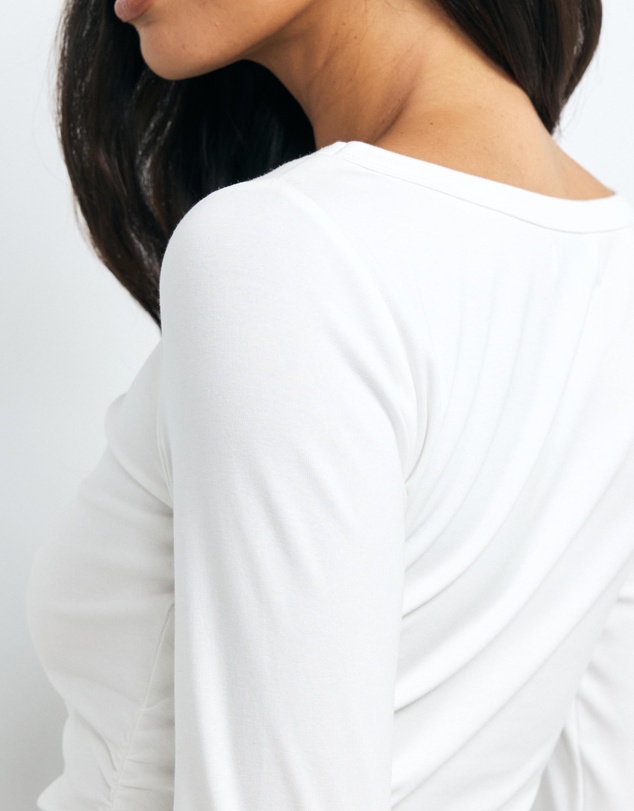 AERE - Boat Neck Gathered Jersey Top