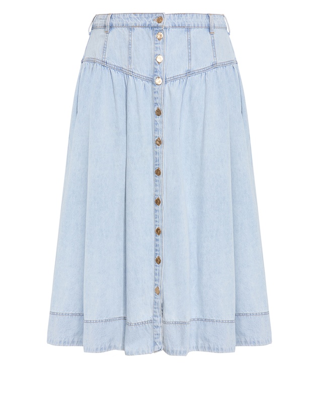 City Chic - Plus size Ari Denim Midi Skirt - light wash
