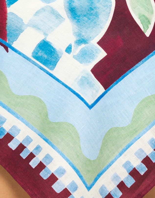 AERE - Azul Print Linen Scarf Top