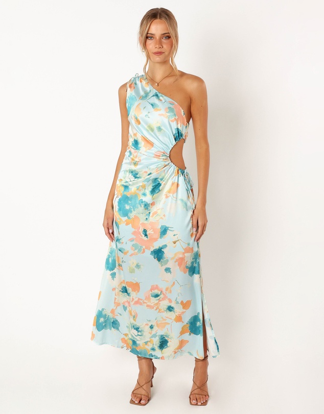 Petal & Pup - Leighton One Shoulder Midi Dress - Light Blue
