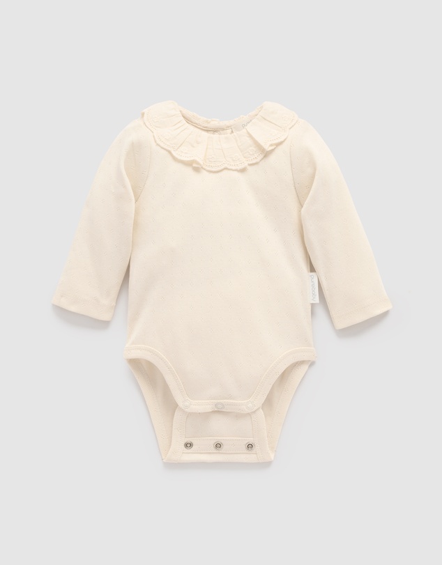 Purebaby - Ruffle Pointelle Bodysuit -Kids-Babies