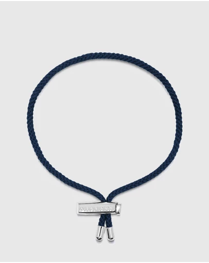 Nialaya Jewellery - Men's Navy Blue String Bracelet with Adjustable Silver Lock