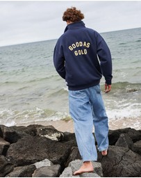 Skwosh - Good As Gold Half Zip Sweat in Navy