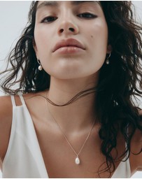 SAINT VALENTINE - Mini Keshi Pearl Hoops - Silver