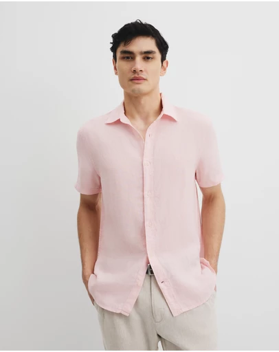 Country Road - Organically Grown Linen Regular Fit Short Sleeve Shirt